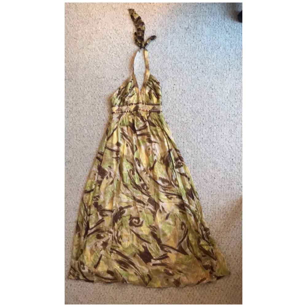 BCBGMaxazria Long Flowing Halter Dress
